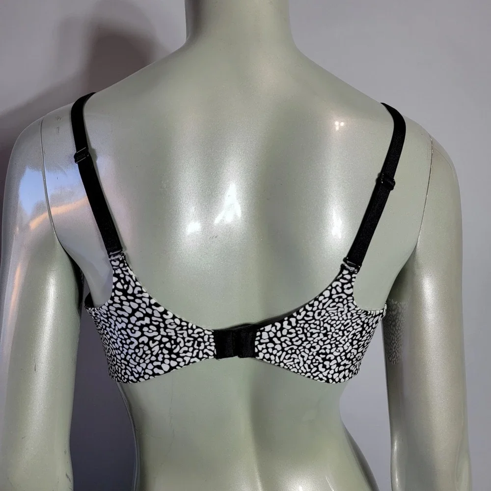 Victorias Secret Demi Bra 38C Black‎ White Animal Cheetah Print Underwire